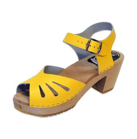 Clog Sandal Butterfly Yellow high heel