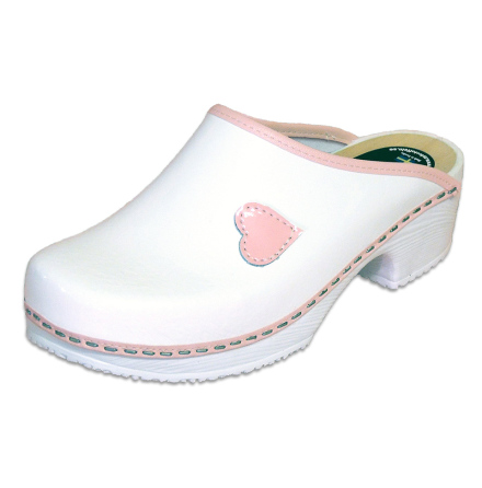 My Heart White Patent Clogs