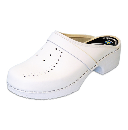 White Perforated PU Women´s Clogs
