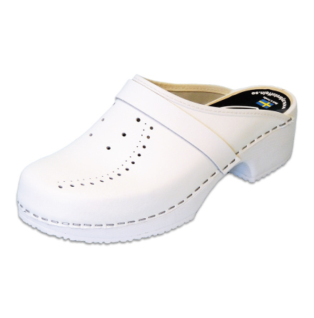 White Perforated PU Womens Clogs