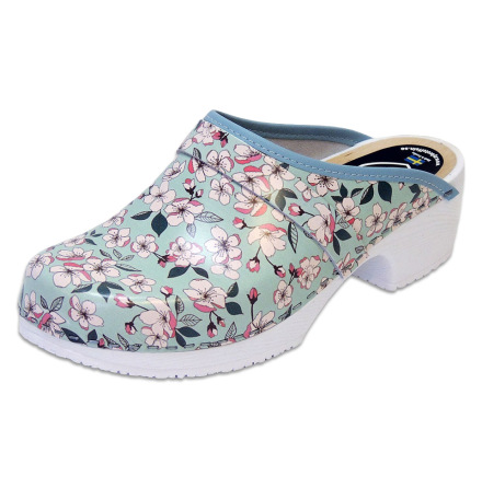 Sakura Mint Womens Soft Sole Clogs